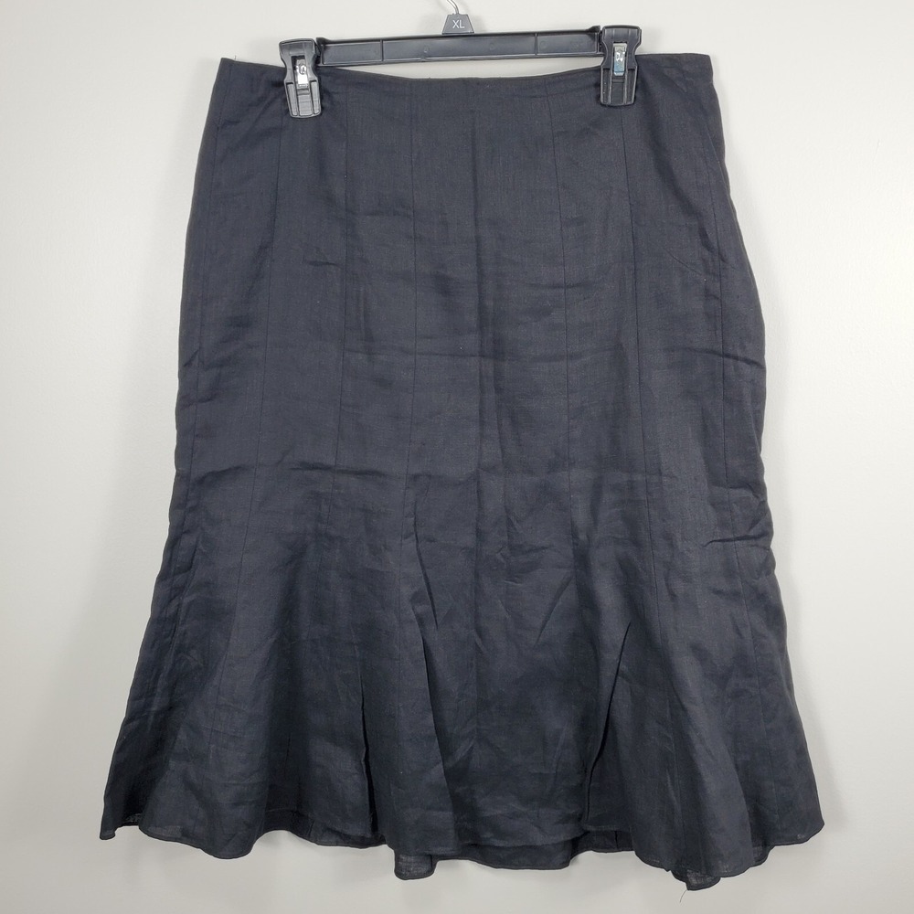 Lauren Ralph Lauren Women's 10P Skirt Linen‎ Black Below Knee Casual Side Zip